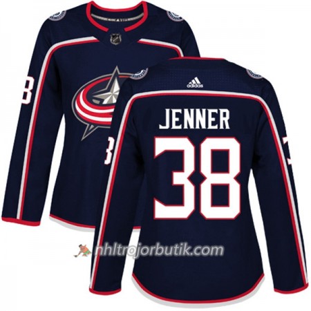 Dame Ishockey Columbus Blue Jackets Tröja Boone Jenner 38 Adidas 2017-2018 Marinblå Authentic